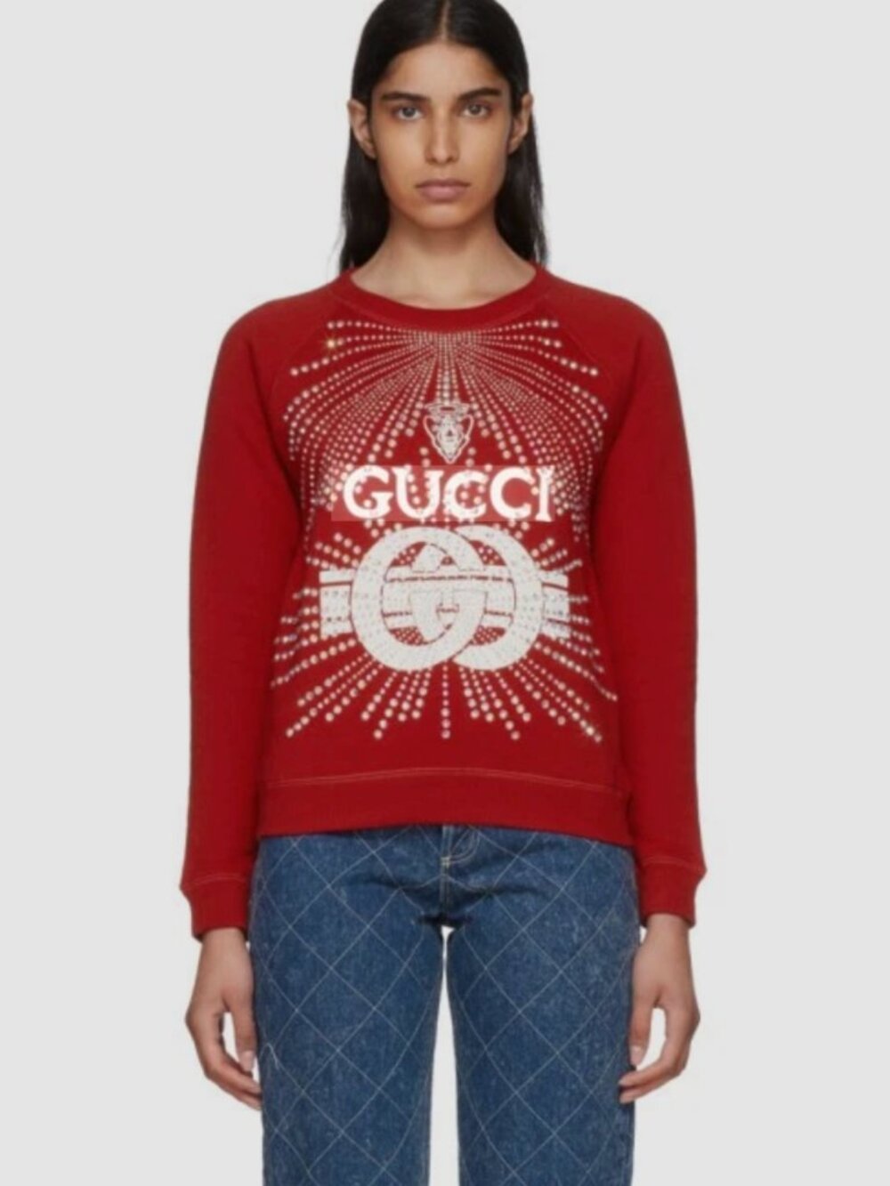 Gucci Crystal Logo Sweatshirt Red S Authentic